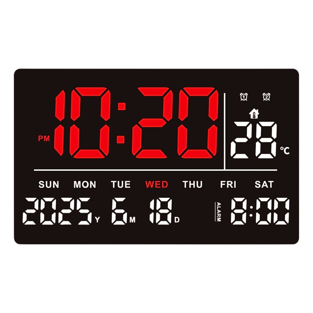 Reloj Digital LED 14.5 ” con Calendario Alarma y Temperatura