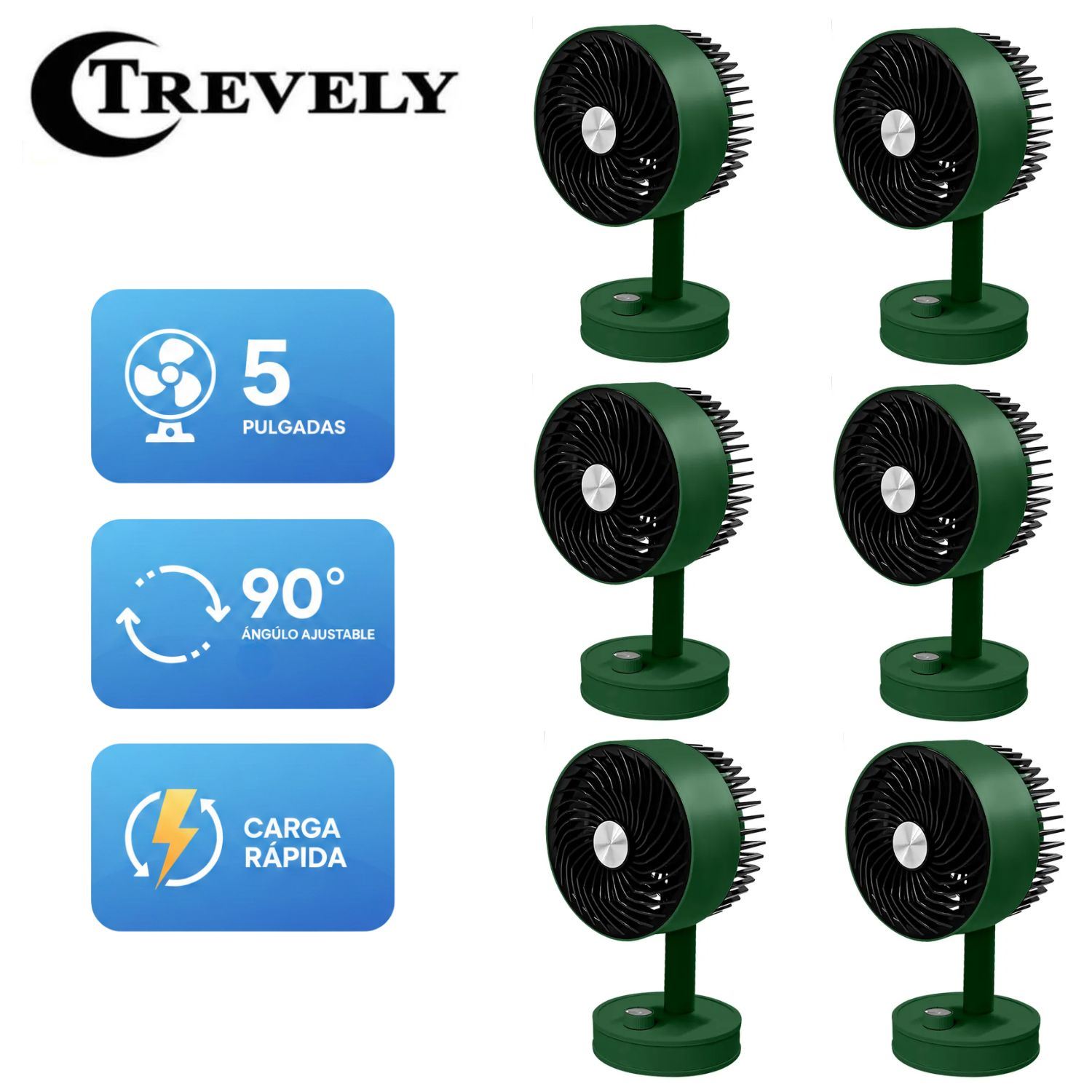 Pack 06 Mini Ventilador de Mano Trevely  VT-05 Recargable COLOR ALEATORIO