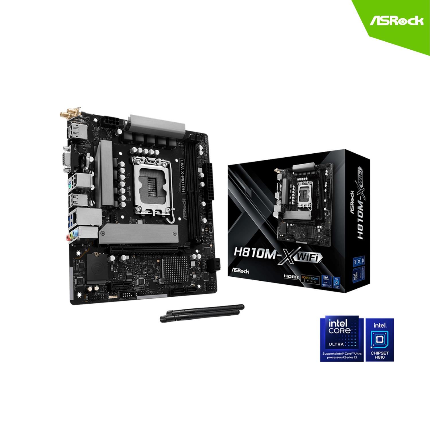 PLACA MADRE  ASROCK H810M-X WiFi Chipset Intel H810 LGA 1851 2DDR5 VGA HDMI DP Micro ATX