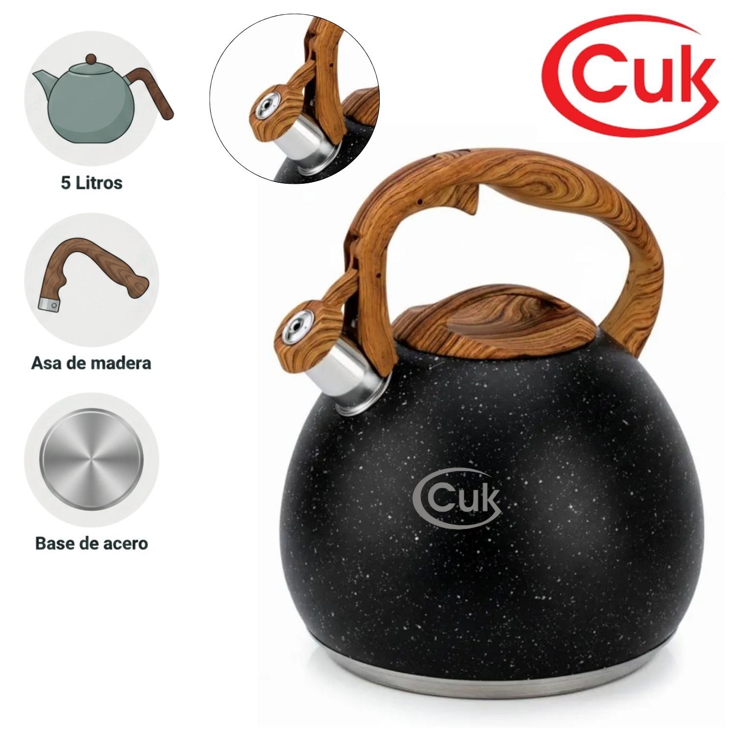 Tetera CUK Nina de Acero 05 Litros Tapa con silbato