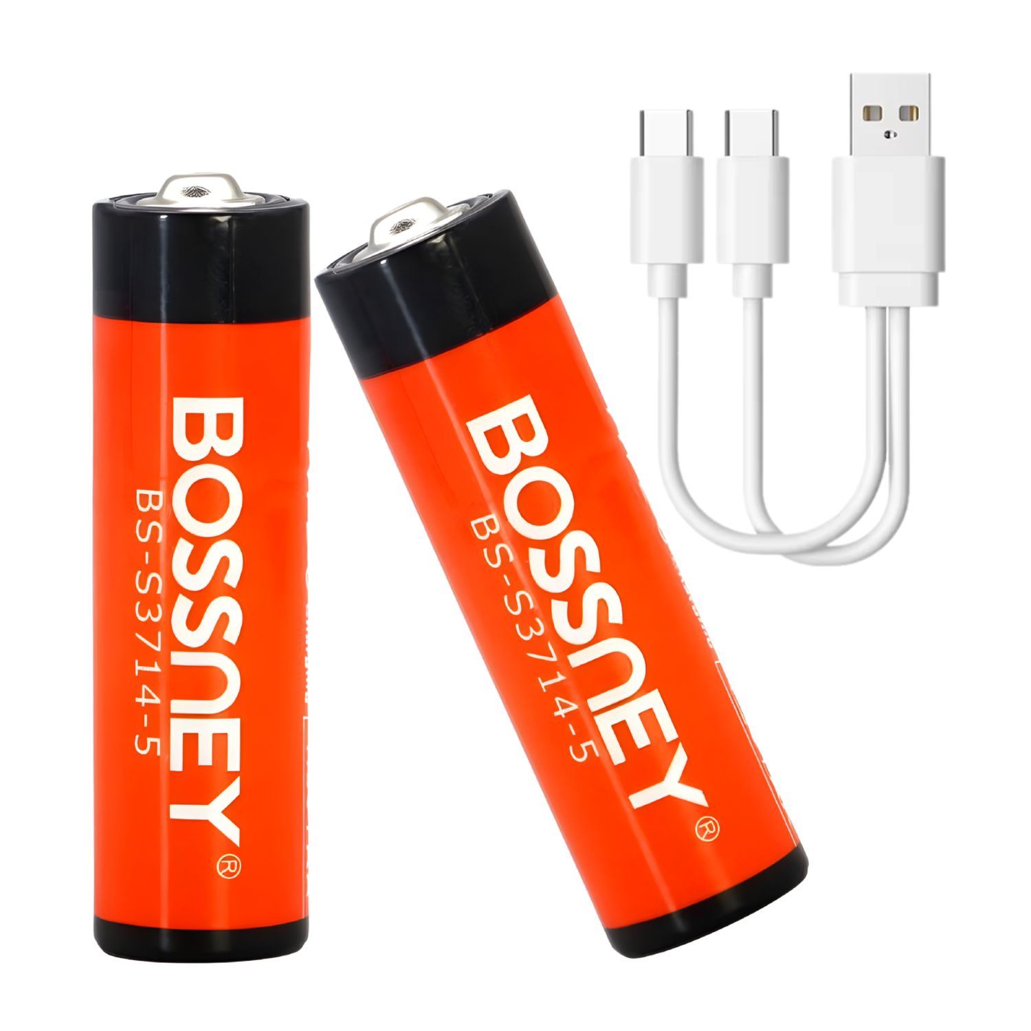 Pilas AA Recargables Bossney 3500mWh de Litio 1.5V con Puerto Type-C e Indicador LED – Pack de 2 Unidades
