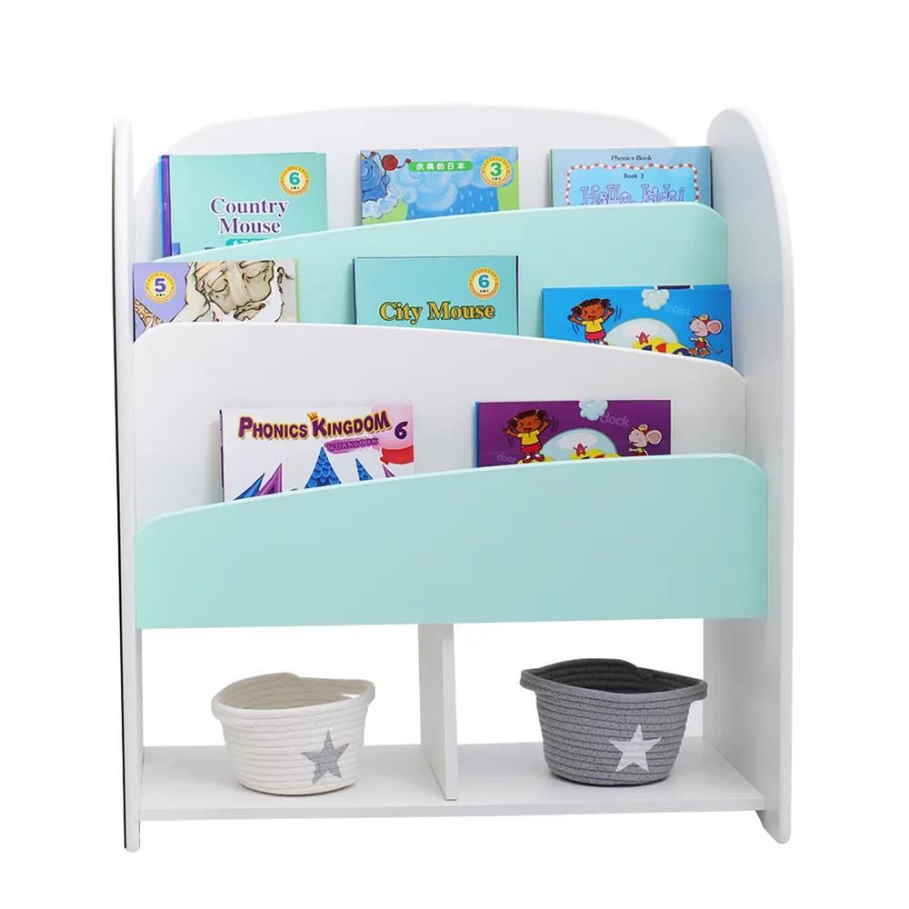 LIBRERO MONTESSORI DE MADERA PARA NIÑOS ACQUA - Blanco y jade