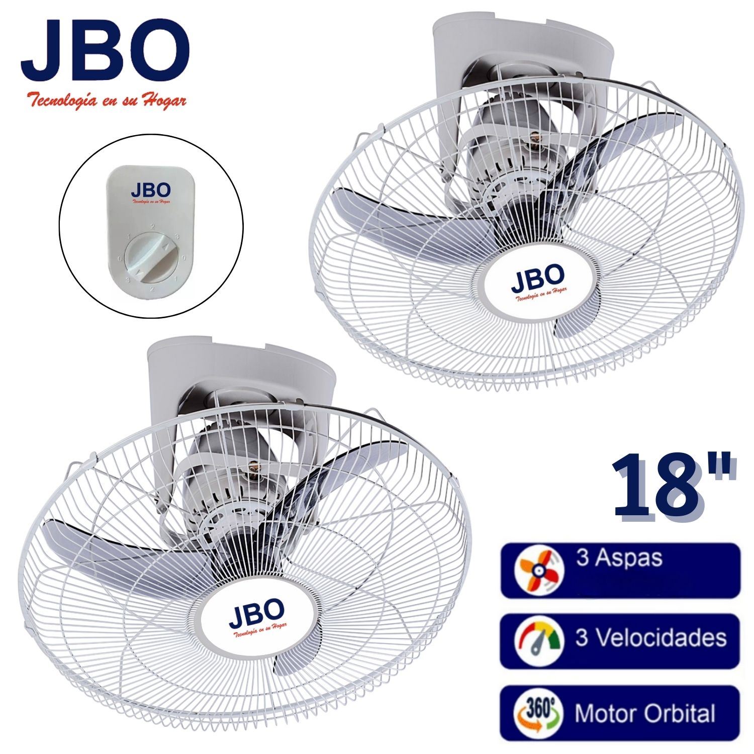 Pack Ventiladores de Techo Industrial JBO 185T Orbital 18" 03 Velocidades
