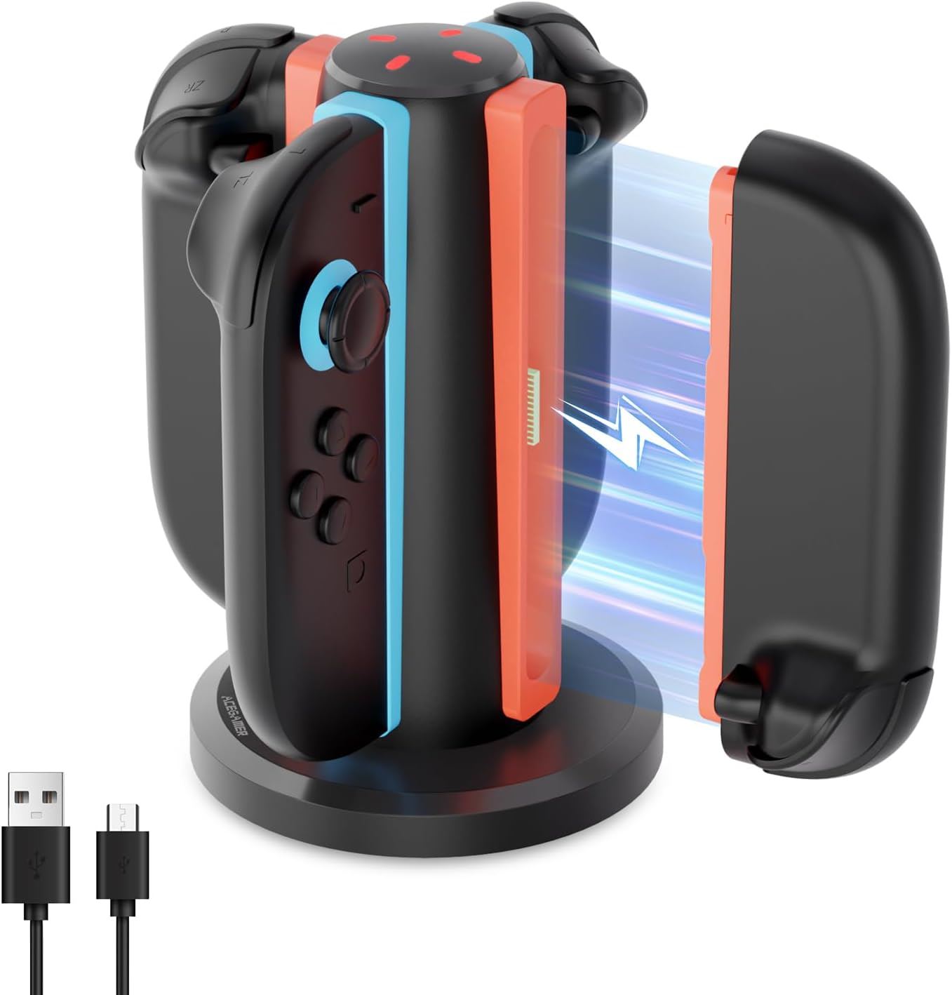 AceGamer Base de carga 4 en 1 para Nintendo Switch 2 Joy-Con estación de carga magnética