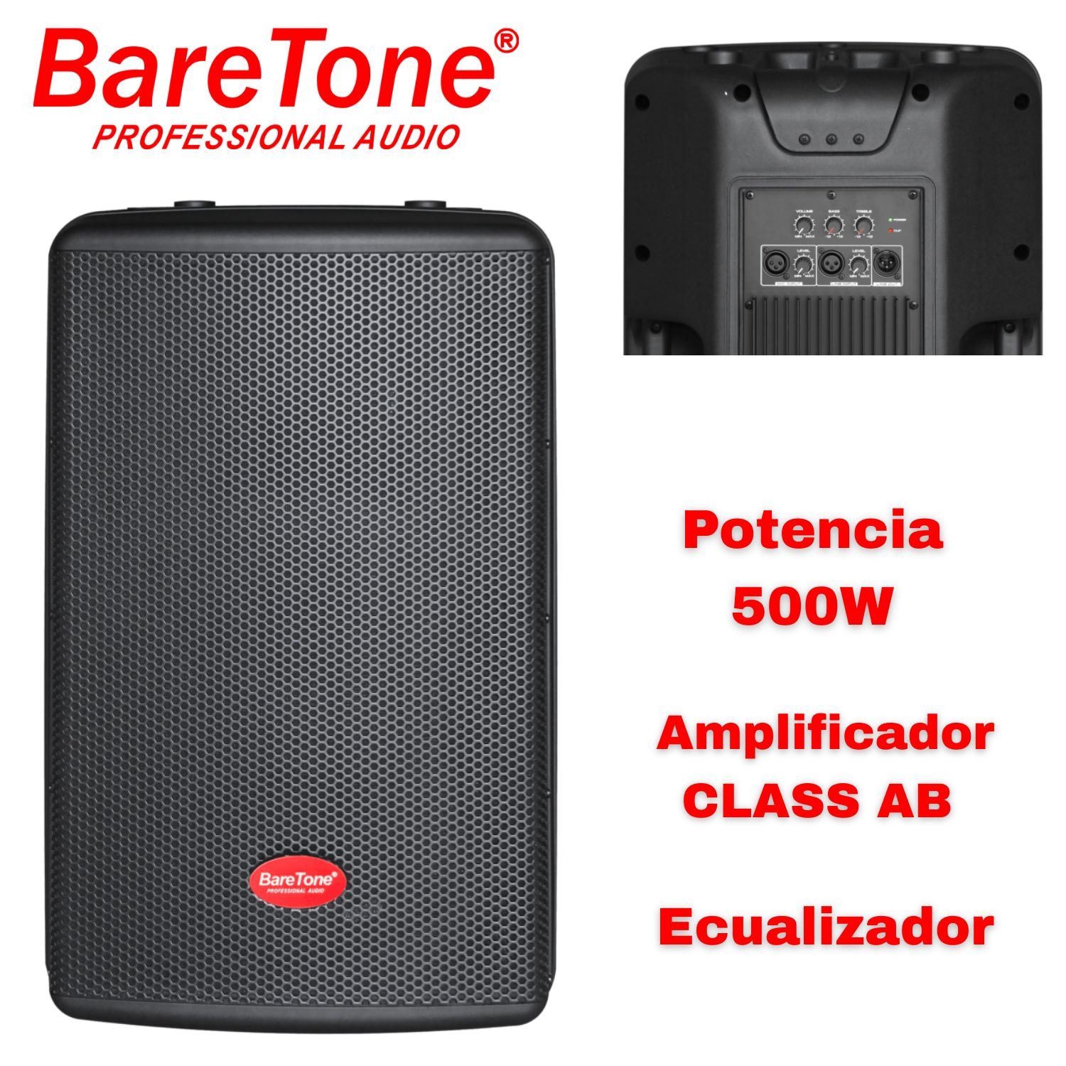 Parlante Activo Baretone MAX 12HD Woofer de 12 pulgadas 500 Watts conexiones XLR
