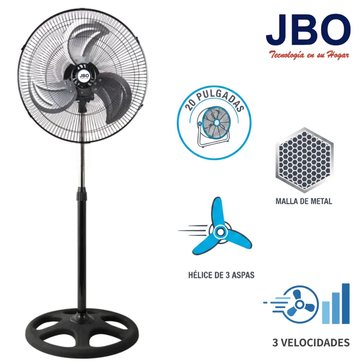 Ventilador Pedestal JBO JP 201PM  20" 145 Watts Made in Taiwan