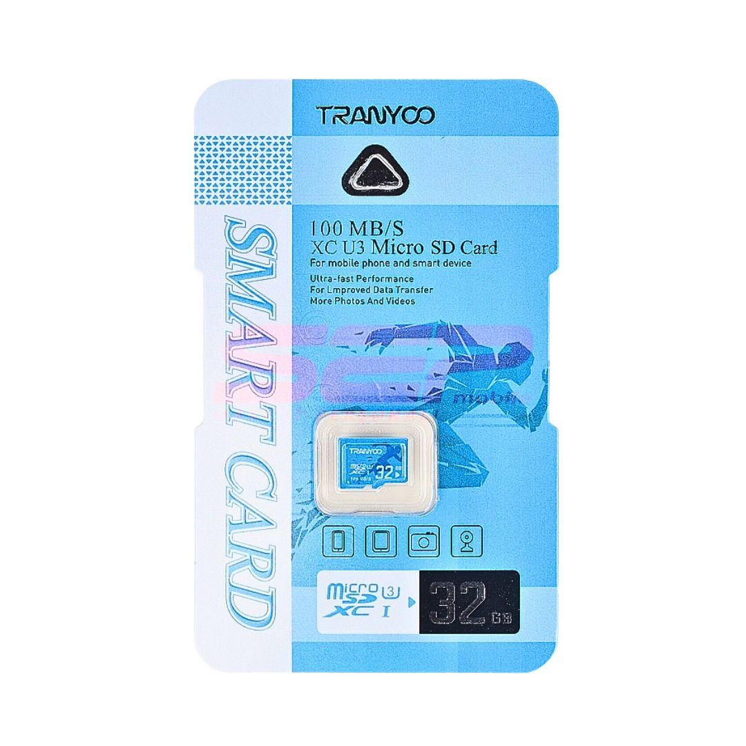 Tarjeta Micro SD 32GB Tranyoo U3 100MB/s Clase 10 para Cámaras, Celulares, Drones y 4K