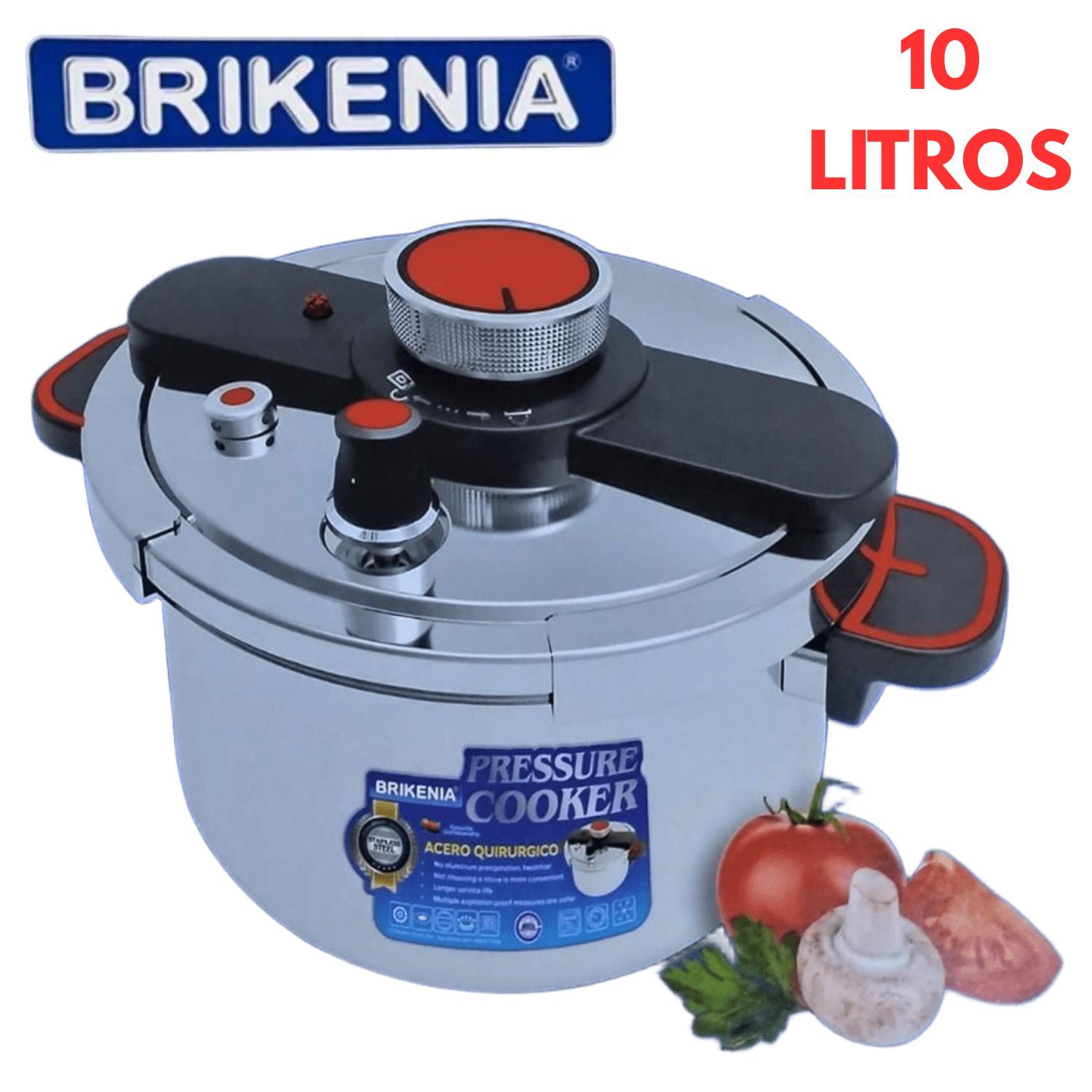 Olla De Presión Brikenia Bk k100l 10 Litros Acero Quirúrgico Nuevo Sistema