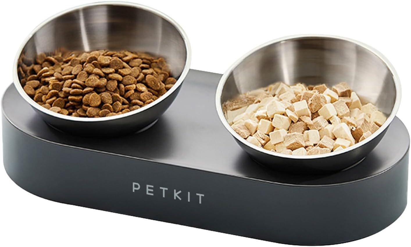 PETKIT Comedero Elevado para Gatos con 2 Cuencos de Acero Inoxidable 304 – Inclinación 15° Antiestrés
