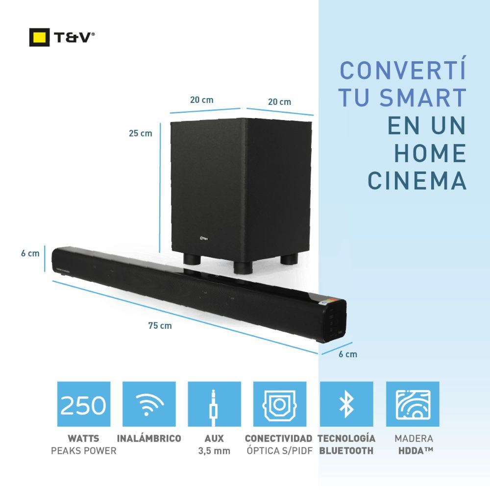 Barra Sonido Thonet & Vander 5.1 Rein Bluetooth Optica