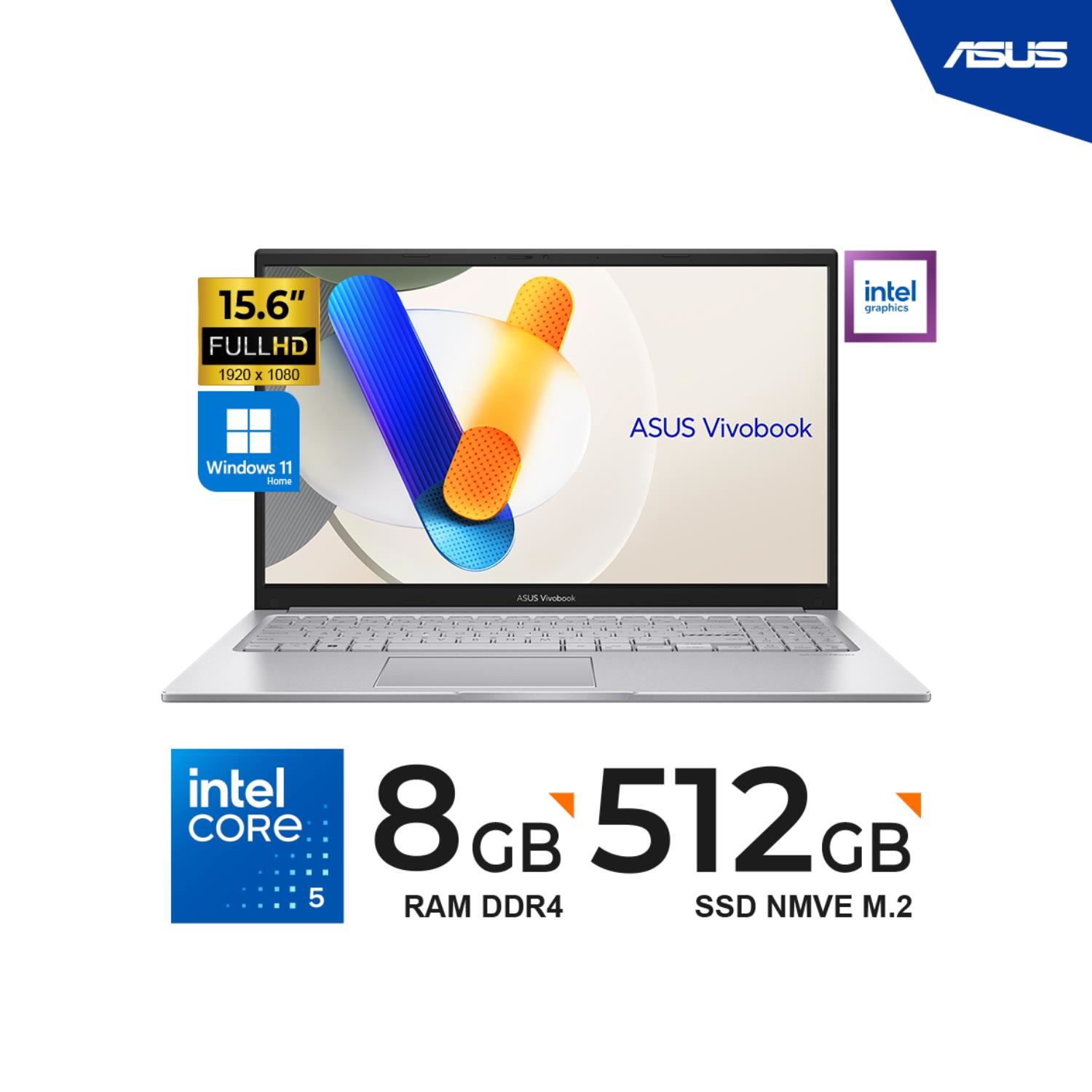 LAPTOP ASUS VIVOBOOK X1504VA-NJ686W CORE 5-120U, 8GB, 512GB SSD 15,6" FHD WIN 11 HOME, SILVER