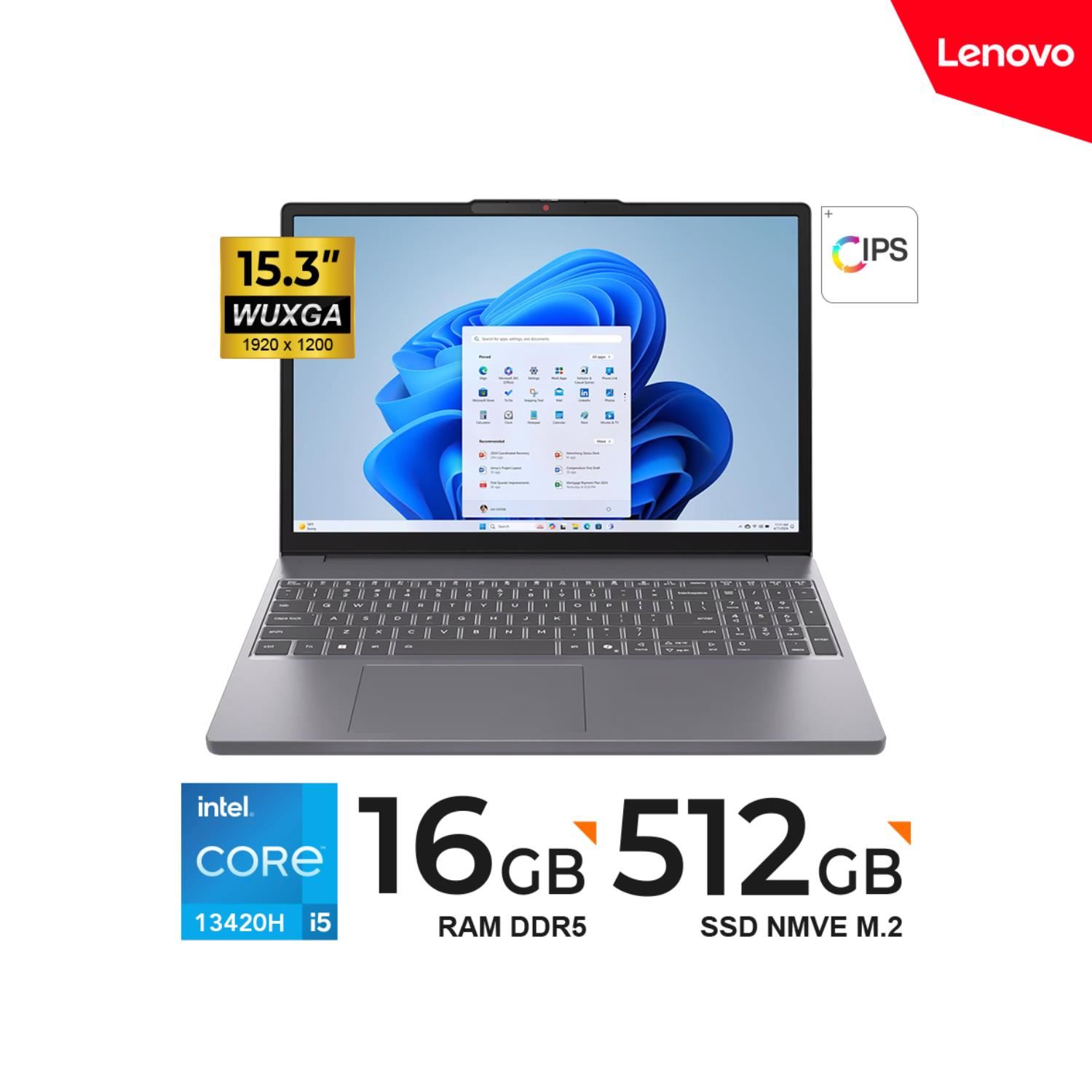 LAPTOP LENOVO IdeaPad Slim 3 15IRH10 15.3 WUXGA Core i5-13420H 2.1GHz/4.6GHz 16GB RAM 512GB SSD Freedos