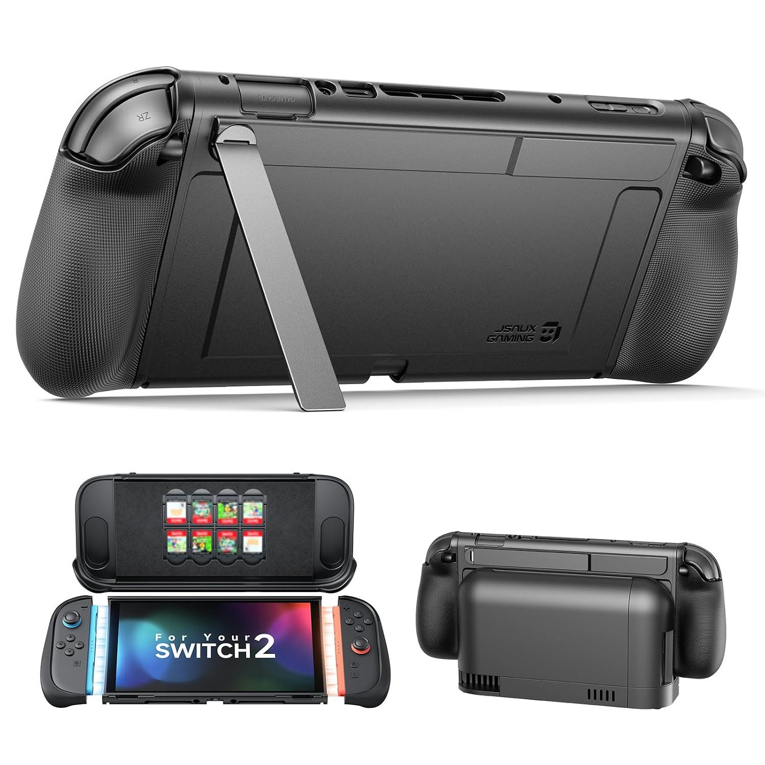 JSAUX GoJoy Case para Nintendo Switch 2 con Soporte Metálico y Almacenamiento PC0118A