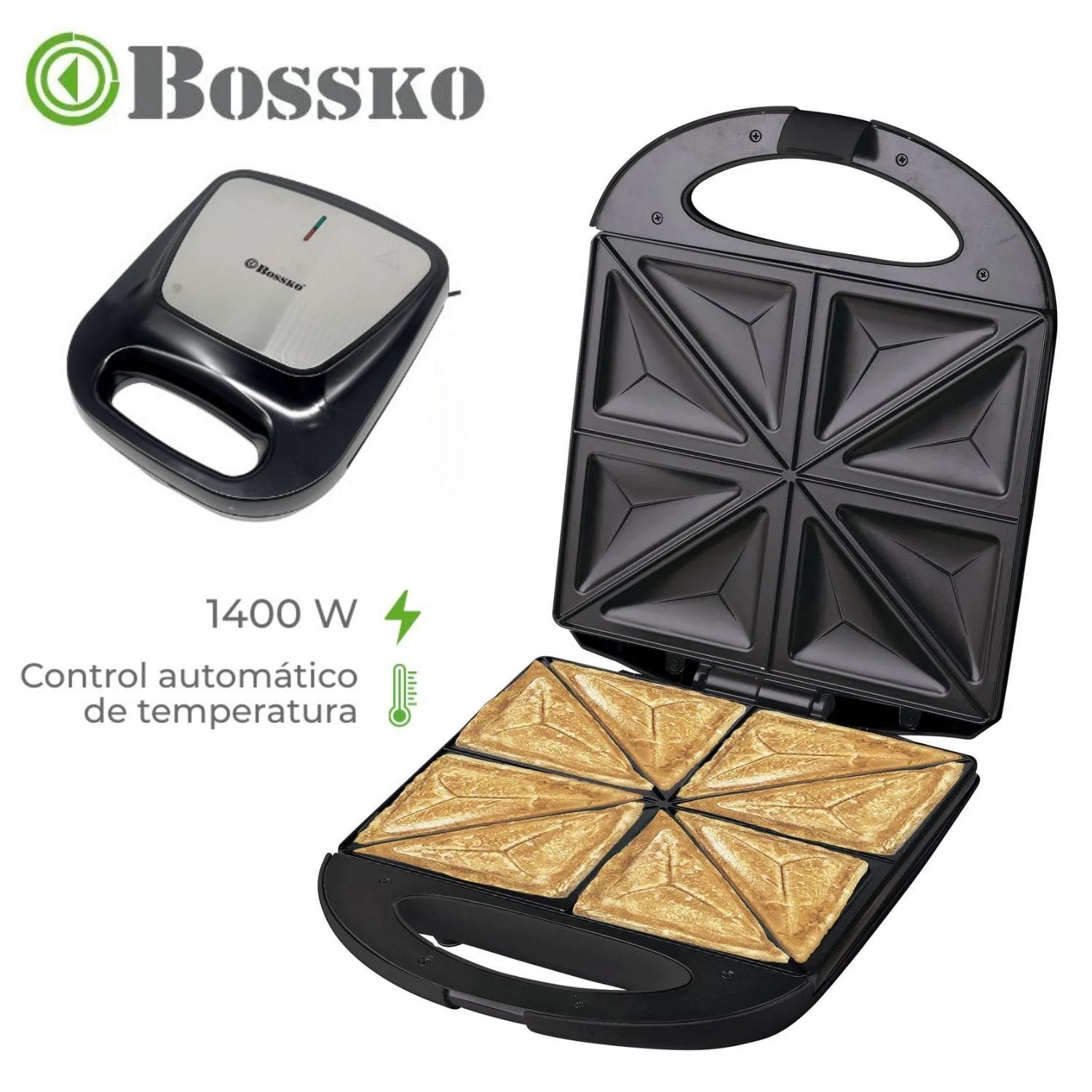 Sanguchera 4 Panes Marca Bossko BK - 422SM4 Negro