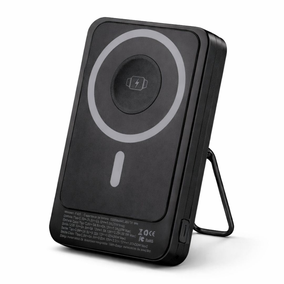 Power Bank Magnético Inalámbrico 10000 mAh con PD 22.5W Cable Tipo C Integrado y Puerto USB + Tipo C