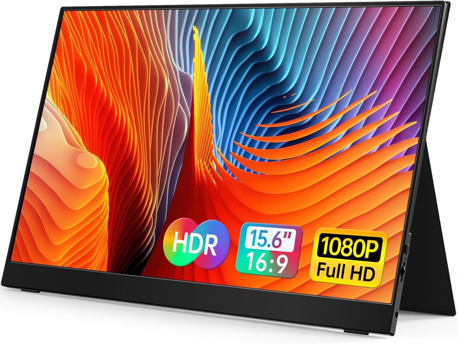 VILVA Pantalla Monitor Portátil 15.6'' 1080P FHD IPS HDR 60hz con Funda Protectora y Altavoces