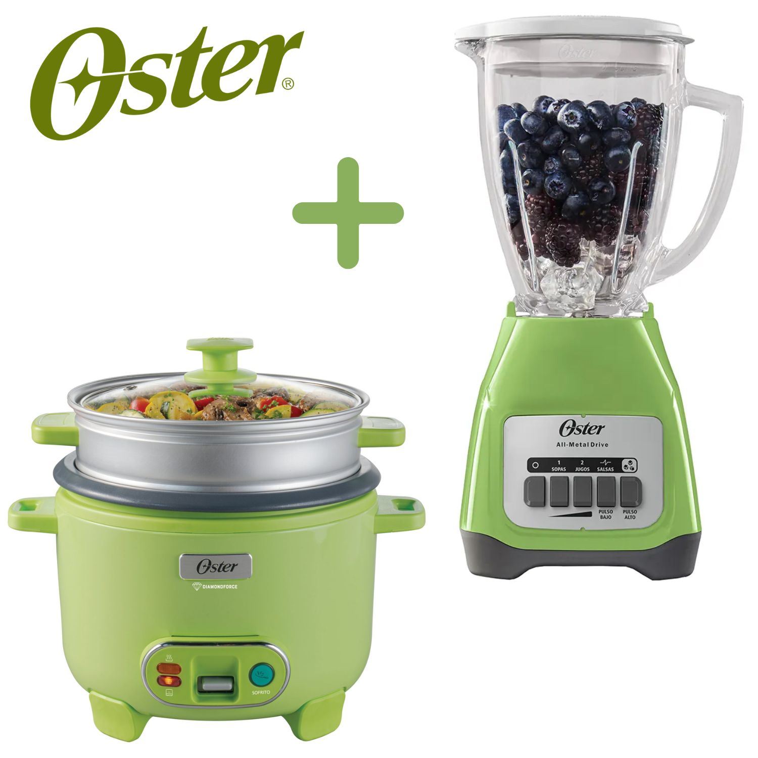Combo Kiwi Oster Licuadora BLSTKAGKPB + Arrocera 1,8 lt CKSTRC10DFGRN