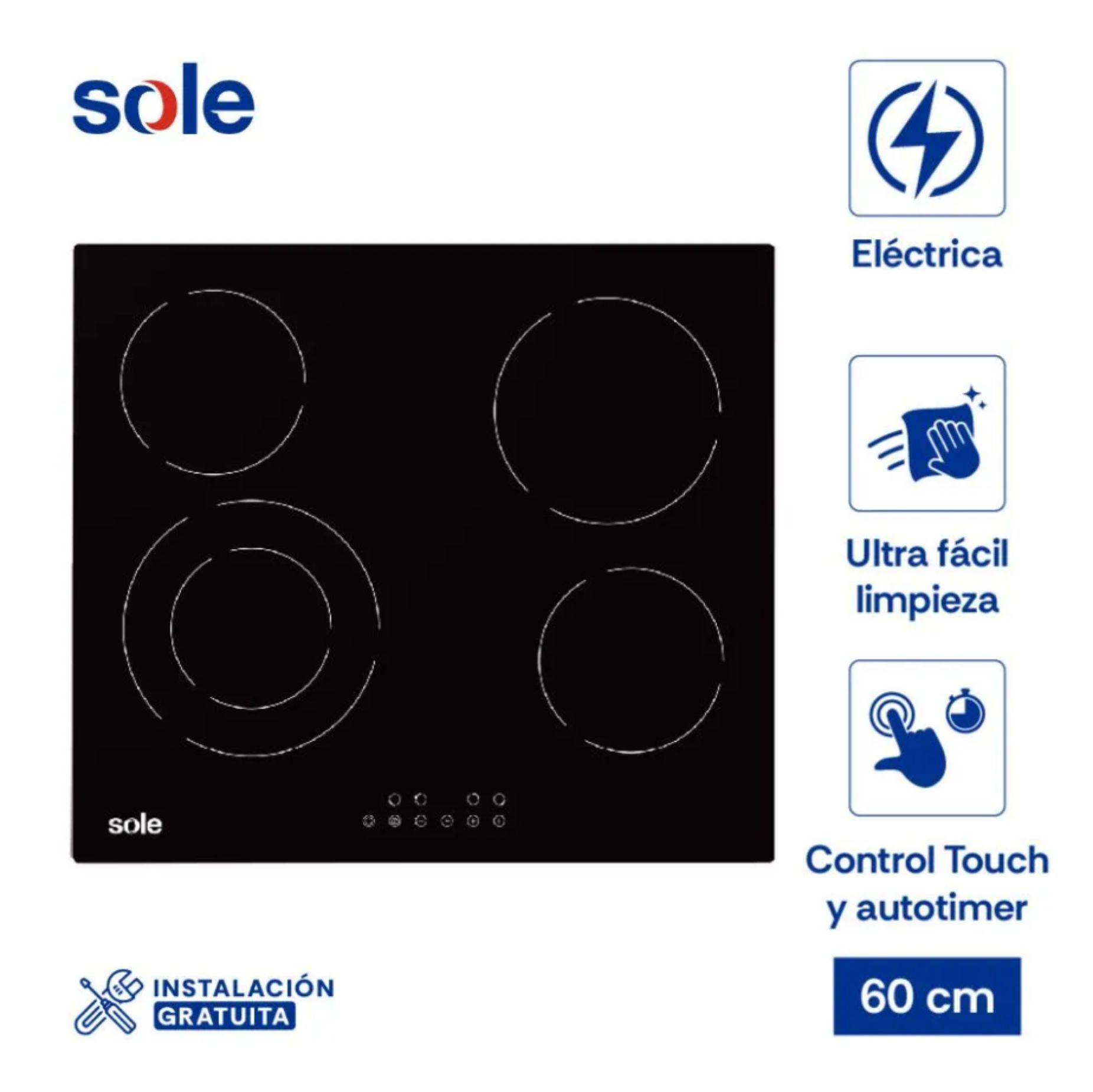Cocina Encimera Sole SOLCO071 vitrocerámica 60cm