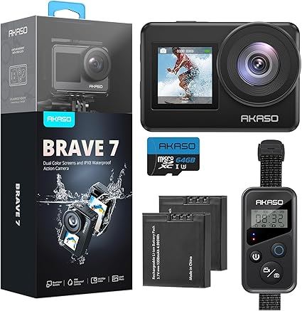 Cámara de Acción Akaso Brave 7 4k30fps con doble pantalla y accesorios