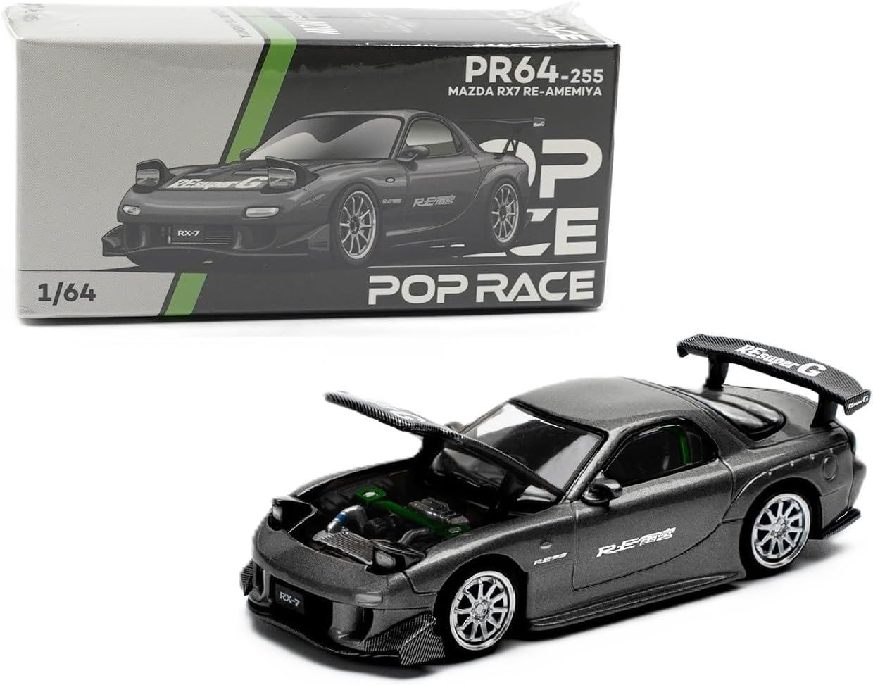Pop Race Mazda RX-7 RE Amemiya Gun Metal 1:64 PR640255 Edición Limitada Diecast