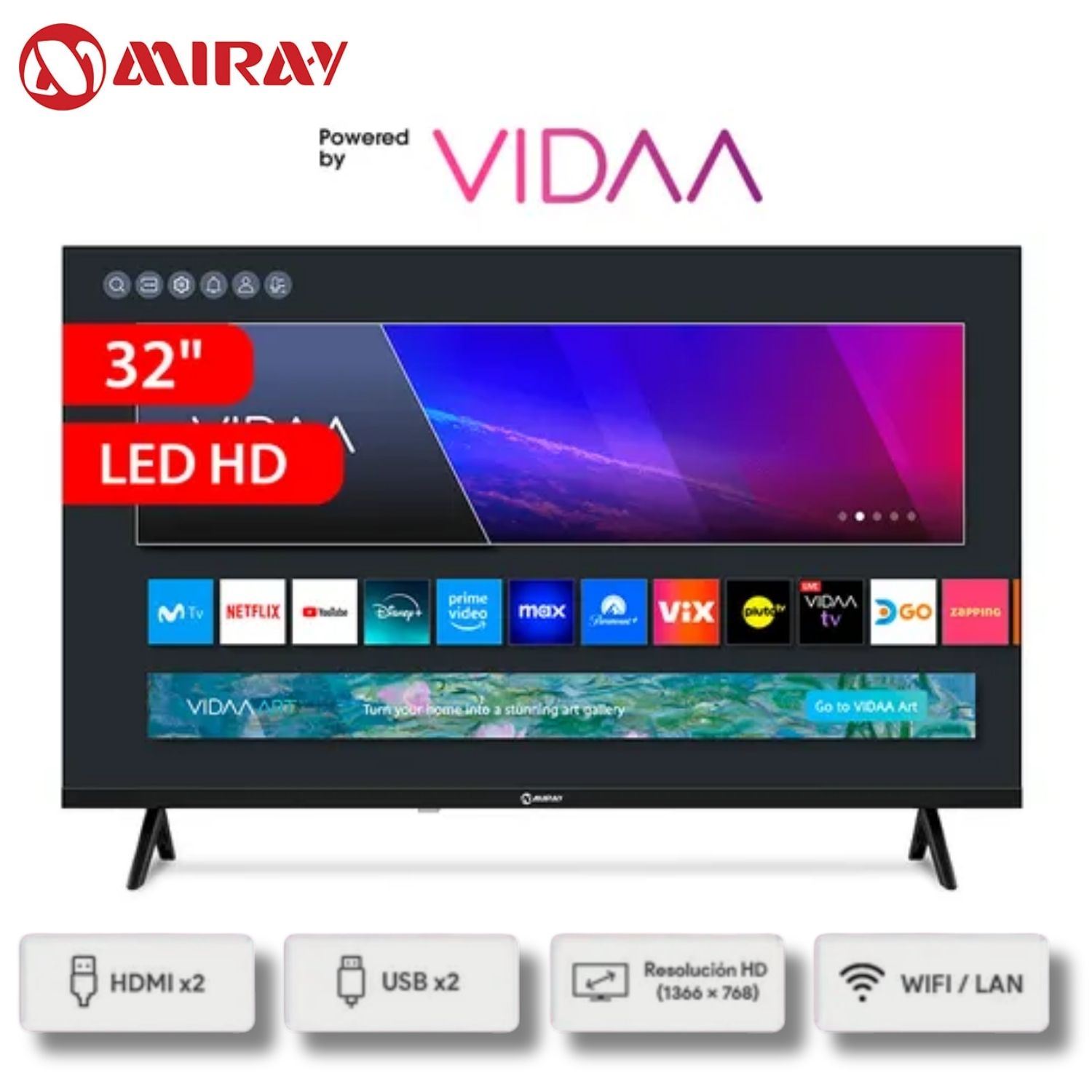 Televisor Miray LED HD Smart 32" S.O. Vidaa MS32-E205