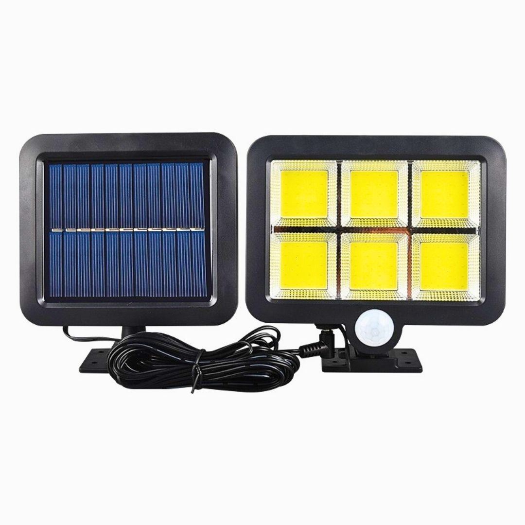Reflector Solar Exterior con Sensor de Movimiento 120 LED COB con Panel Solar 5 m y Rotación 360°