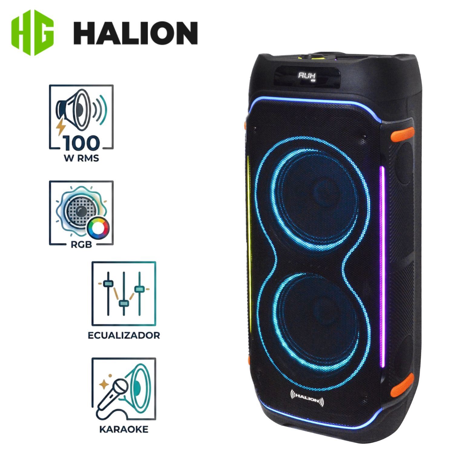 Parlante Torre Halion HA-844 02 Boufer 8" Mambo Bluetooth USB TWS con Micrófono