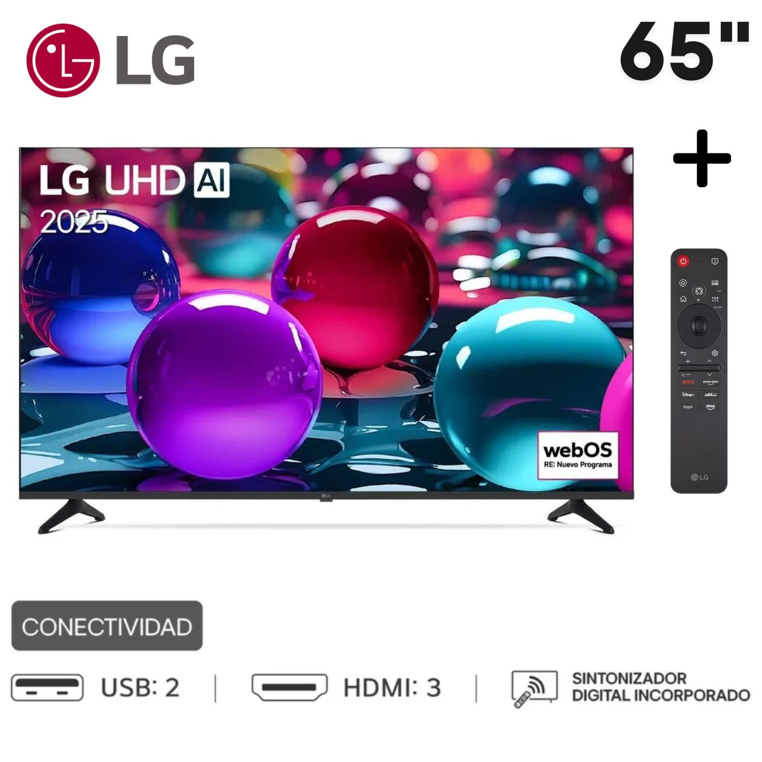 Televisor 65" Lg Uhd 4k Thinq Ai 65ua7300psb (2025) + Control Magic MR25GA