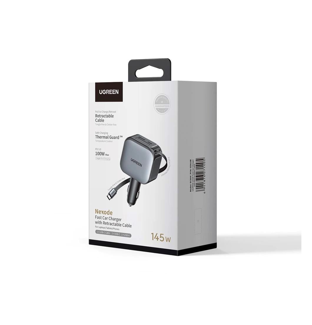 Cargador de Carro 4 Puertos con Cable 145W Ugreen Original
