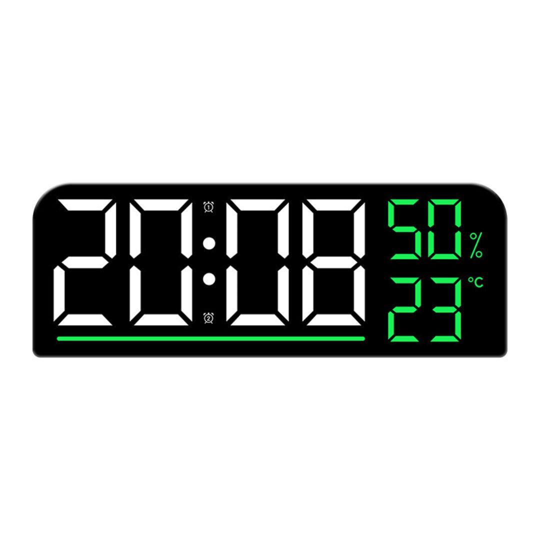 Reloj Digital LED de Pared y Escritorio 24 cm con Temperatura, Humedad y Doble Alarma