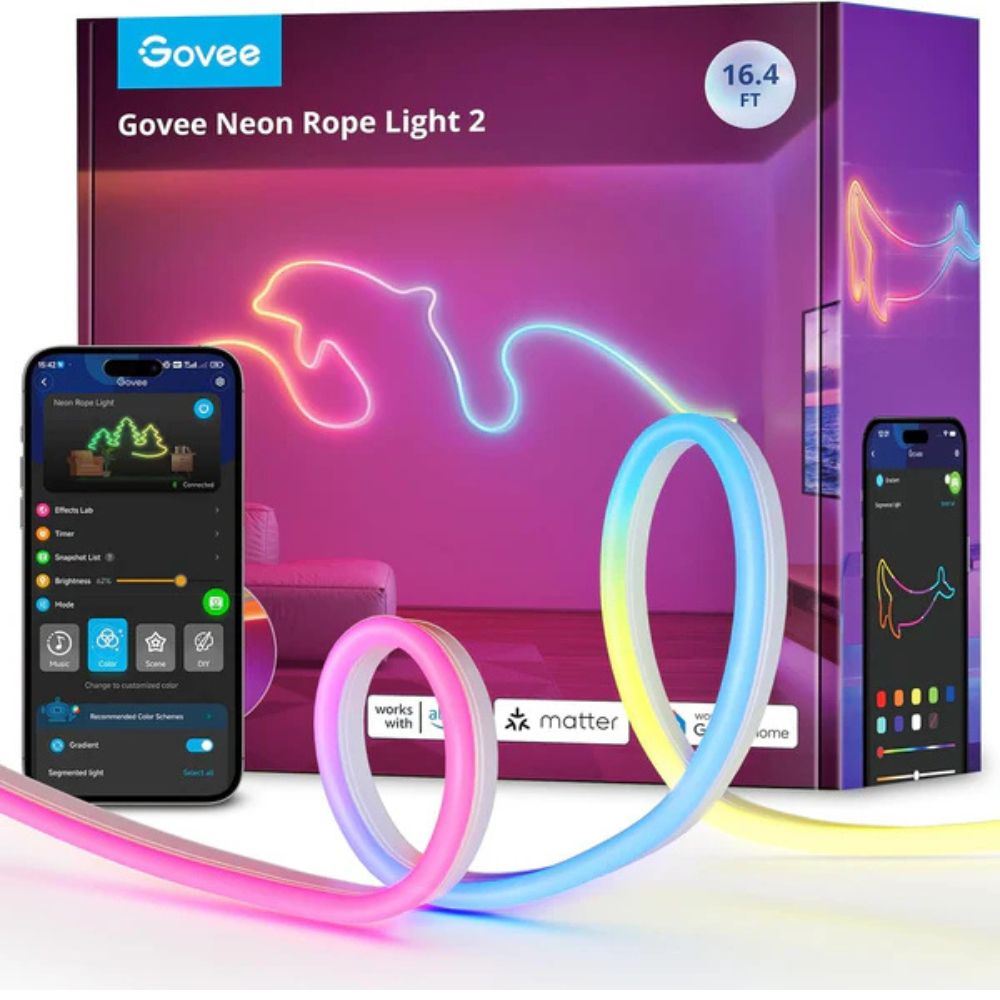 Tira De Luces Led Inteligente Estilo Neon Govee Rope 2 De 5 Metros Rgbic Wifi Alexa