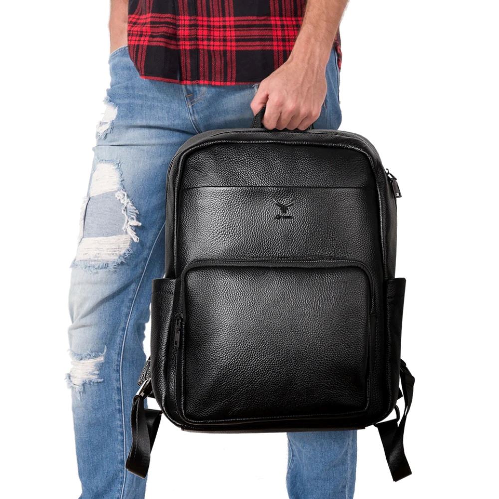 Mochila De Cuero Vacuno CHRONOS MH658 (Laptop 13,6")