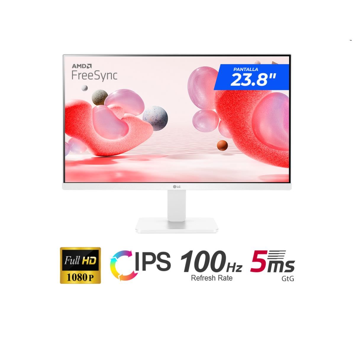 MONITOR LG 24MR400-W 23.8" IPS FHD 1920 x 1080 100Hz 5ms FreeSync BLANCO
