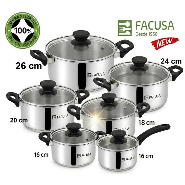 Juego de Ollas 12 Piezas Acero Inoxidable Facusa