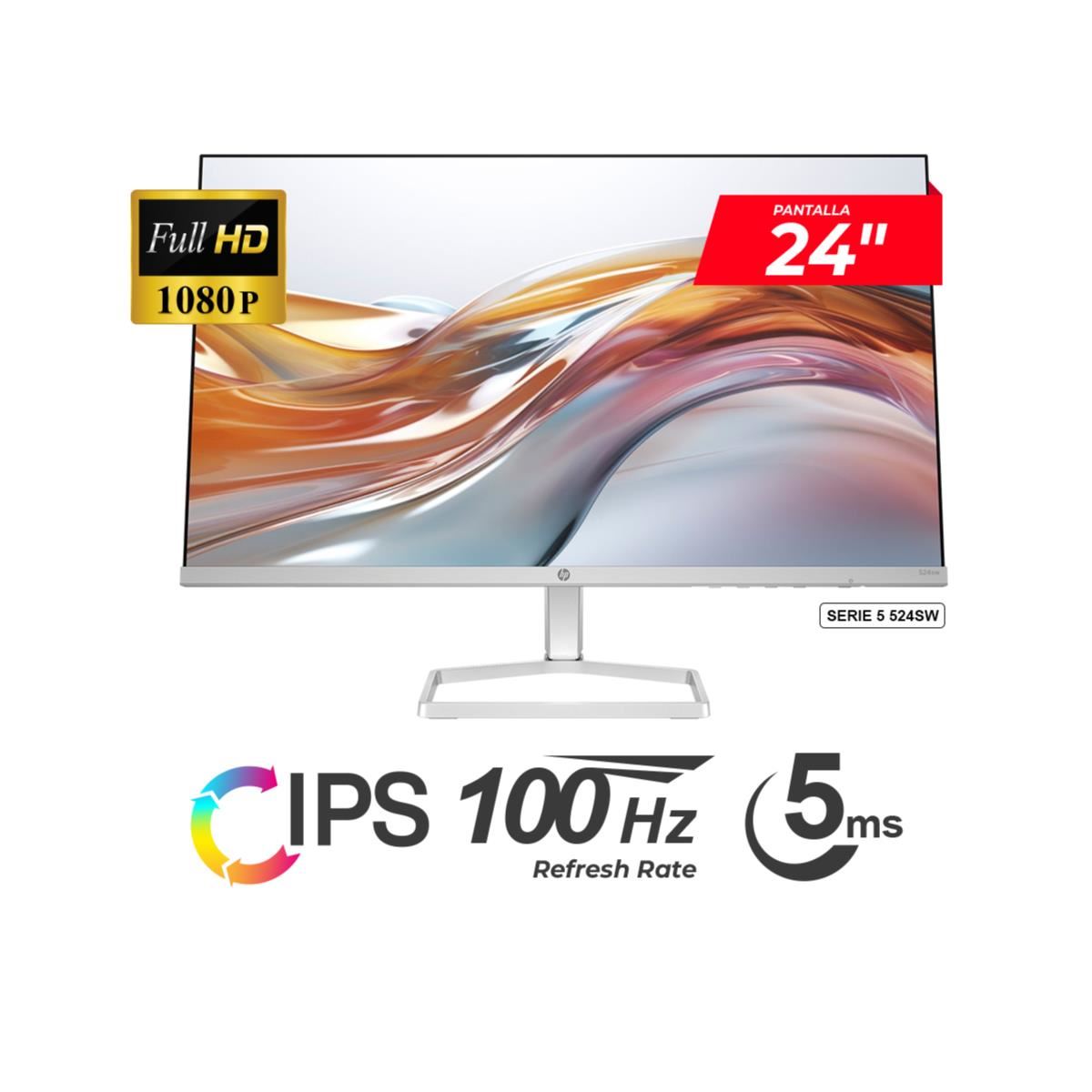MONITOR HP SERIE 5 524SW 24" IPS FHD HDMI VGA 5MS 100HZ BLANCO