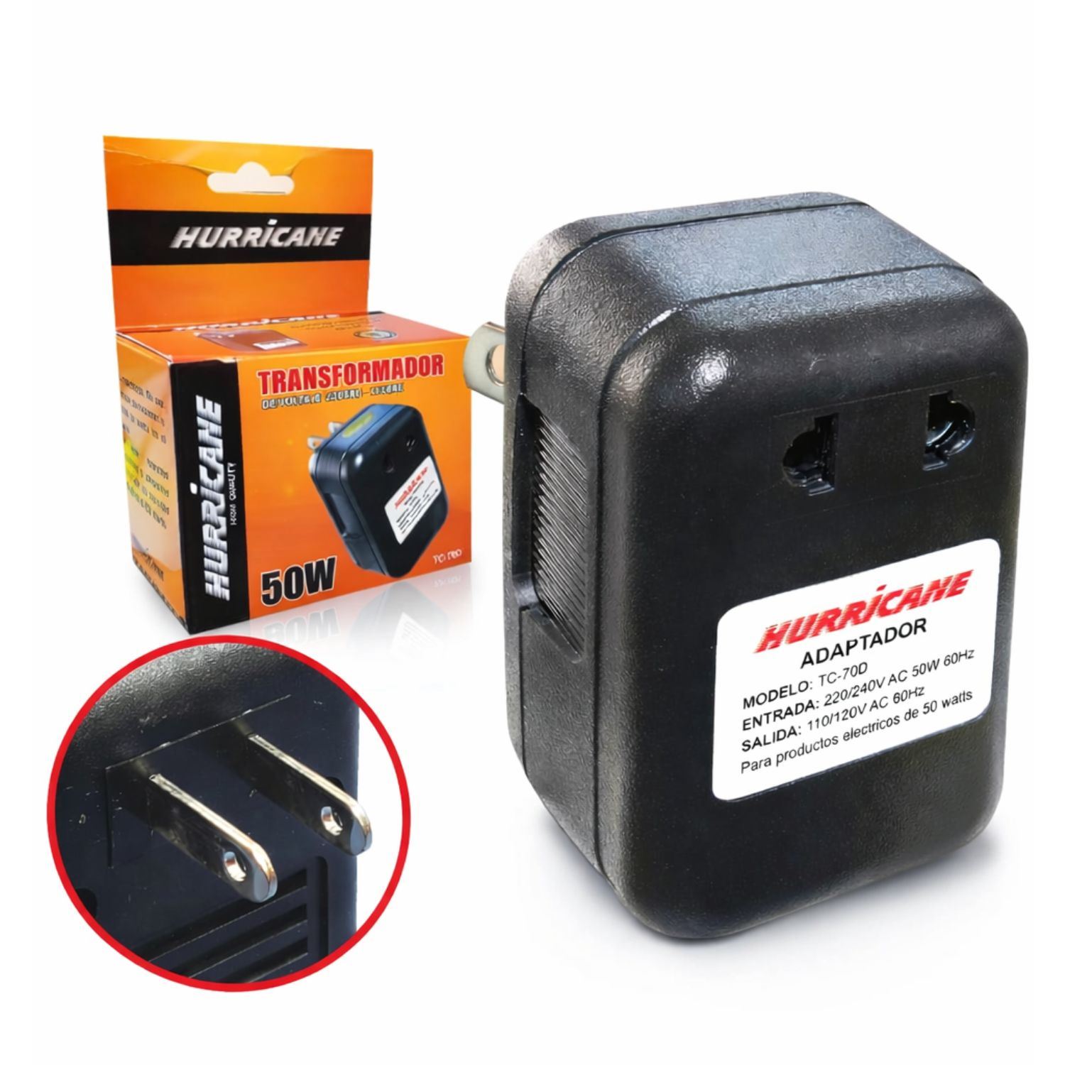 Convertidor Transformador 220V a 110V AC 50W para Aparatos de Bajo Consumo