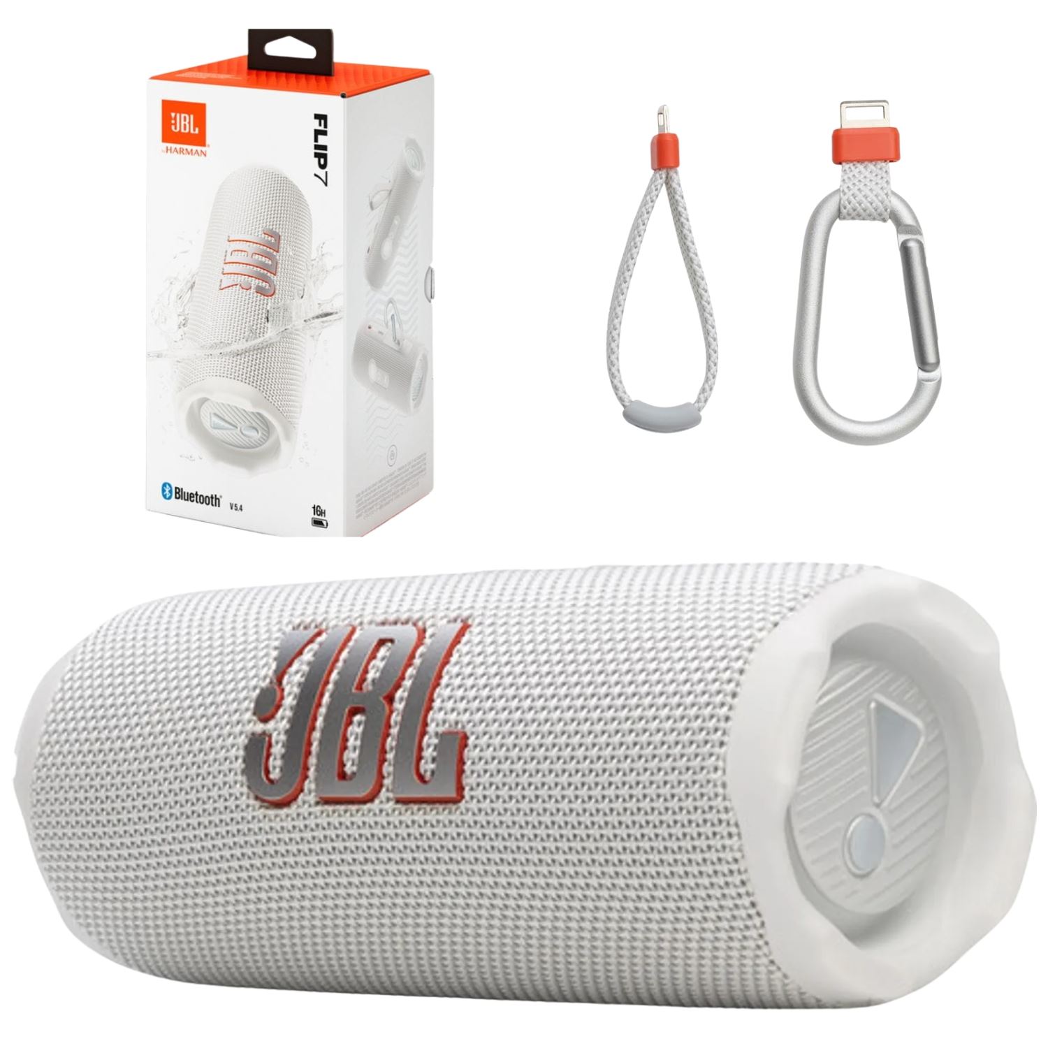 Parlante Bluetooth Portátil JBL Flip 7 Blanco con AI Sound Boost