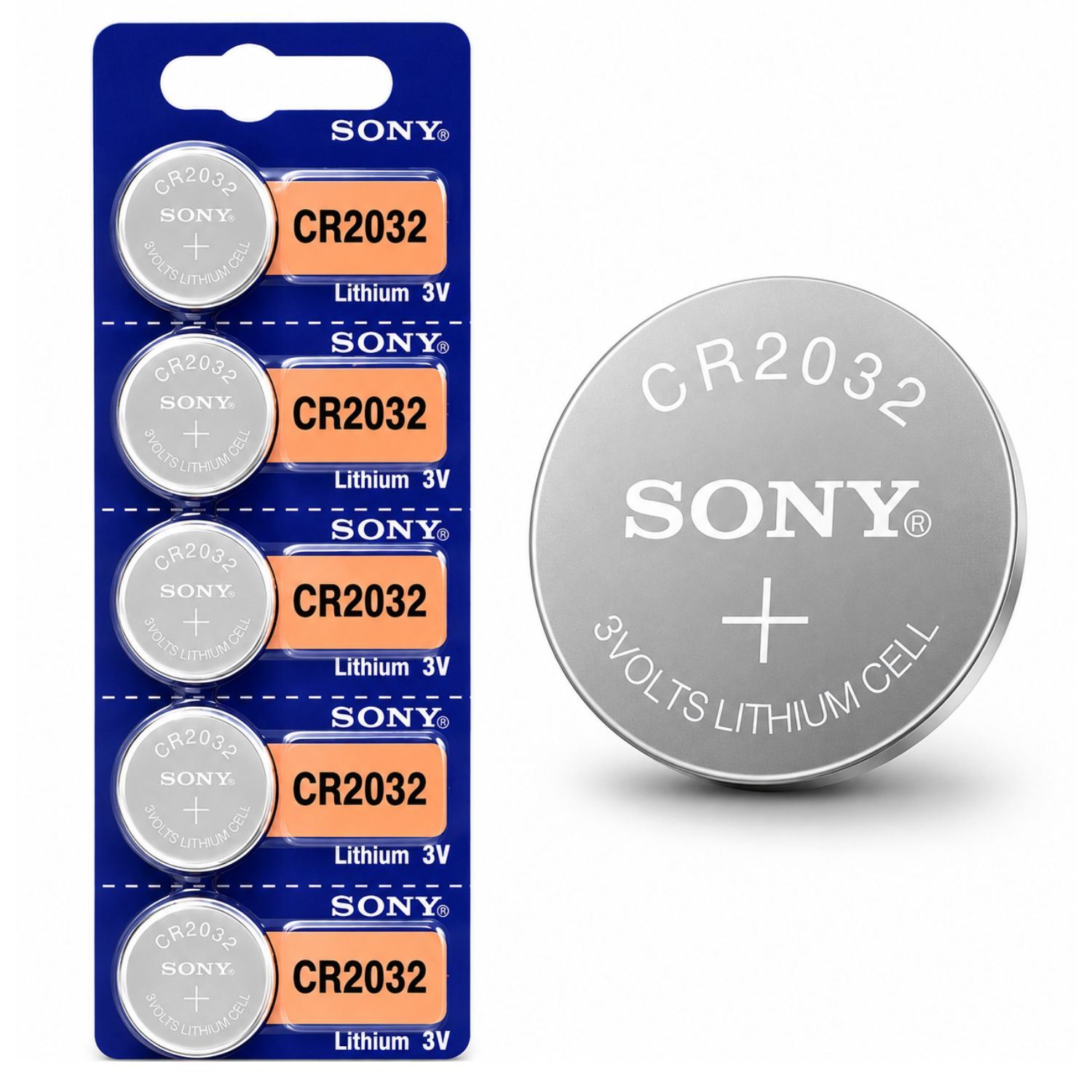 Pilas Botón CR2032 3V Litio Pack de 5 Unidades Para Controles, Llaves, Relojes, Calculadoras