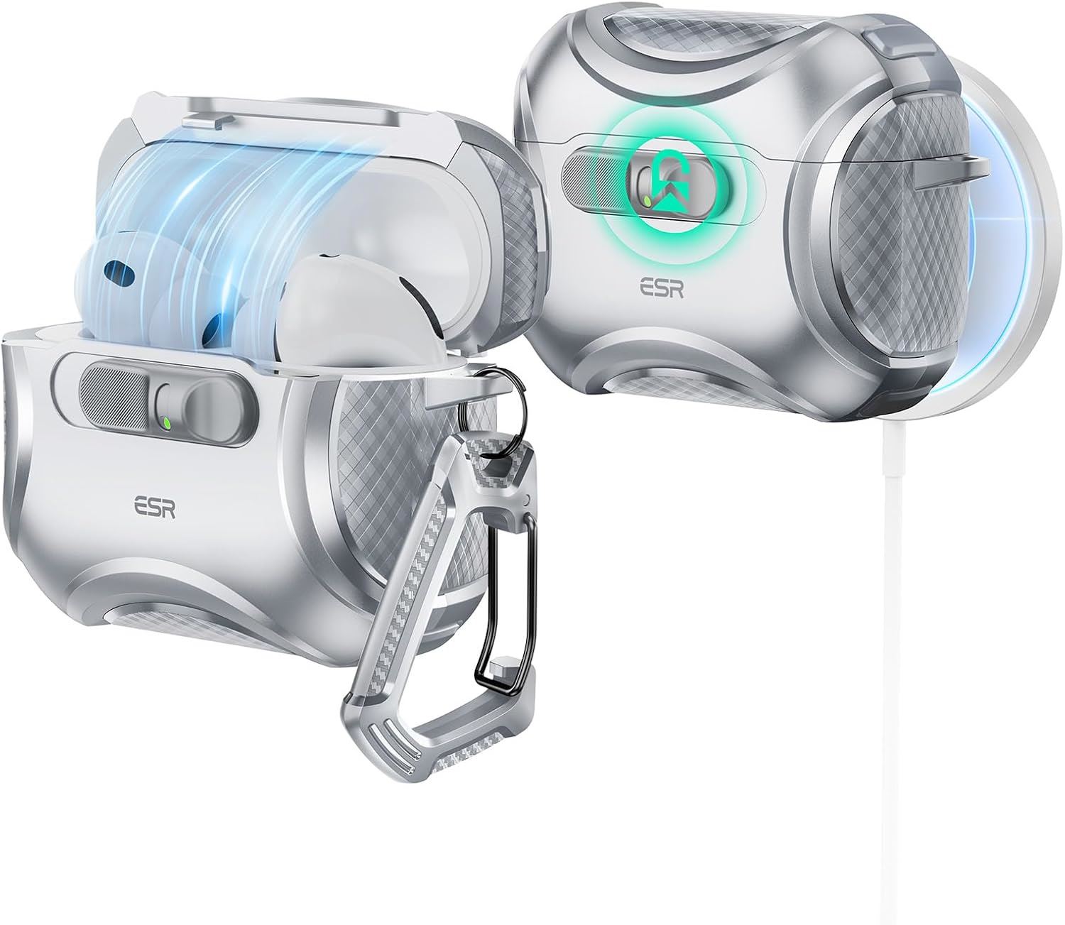 Funda ESR para AirPods Pro 3 (2025) con MagSafe, Bloqueo Anticaídas y Clip Protección Total - Gris