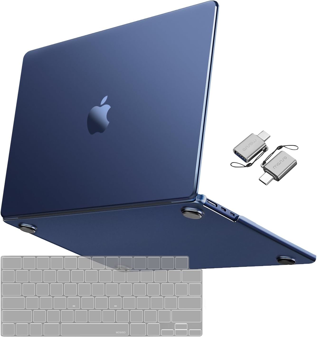 Mosiso Carcasa MacBook Air 15 M5 M4 M3 M2 A3448 A3241 Kit 3 en 1 Azul Medianoche