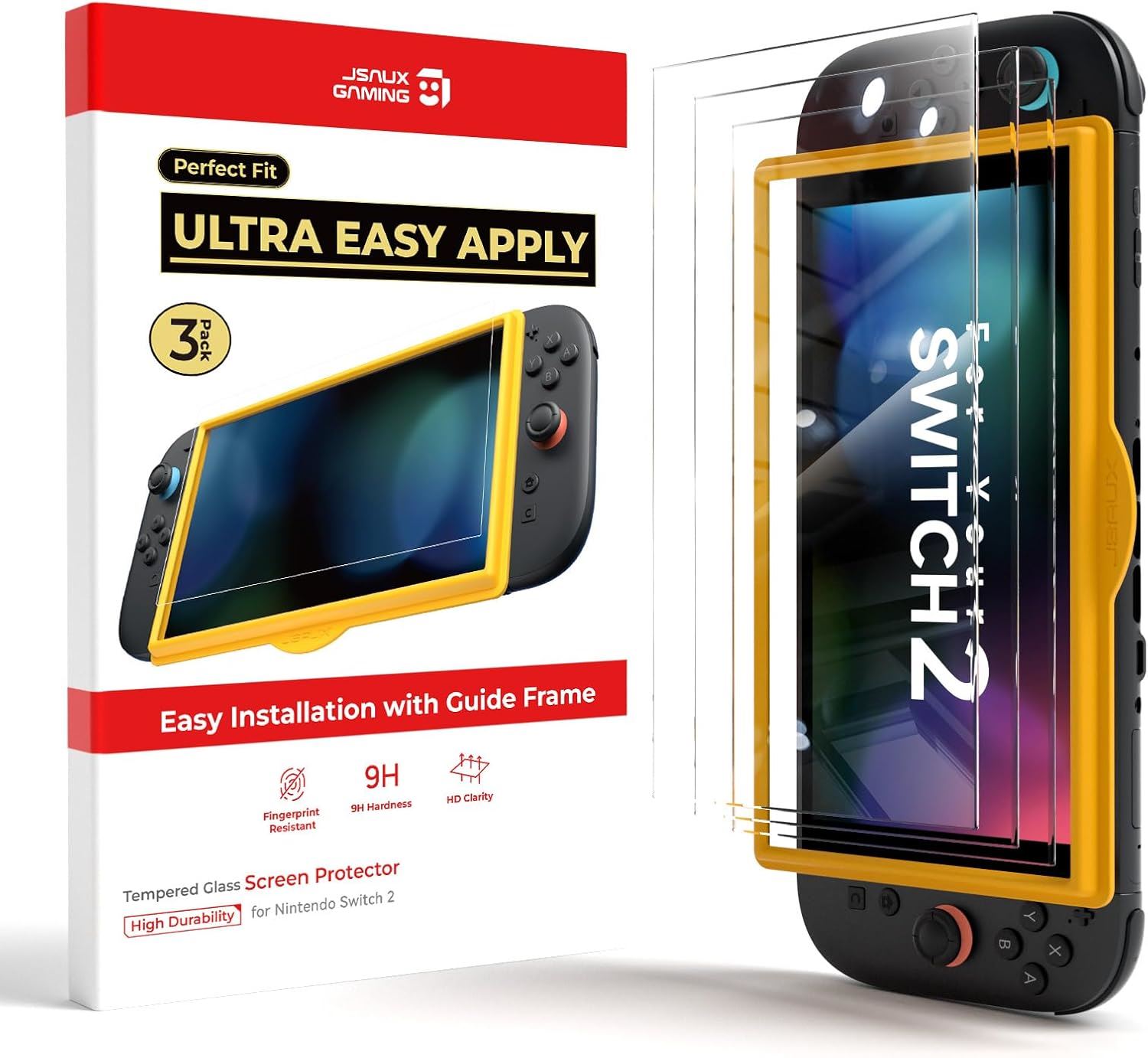 JSAUX Pack 3 Protectores de Pantalla para Nintendo Switch 2 Vidrio Templado 9H