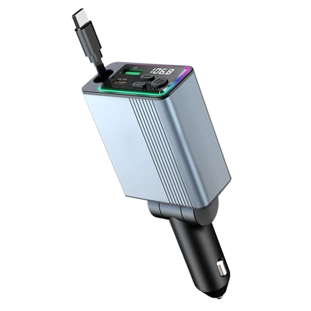 Cargador MP3 para Auto Bluetooth 5.3 con Radio FM, Carga Rápida PD30W Tipo C y Manos Libres 45W