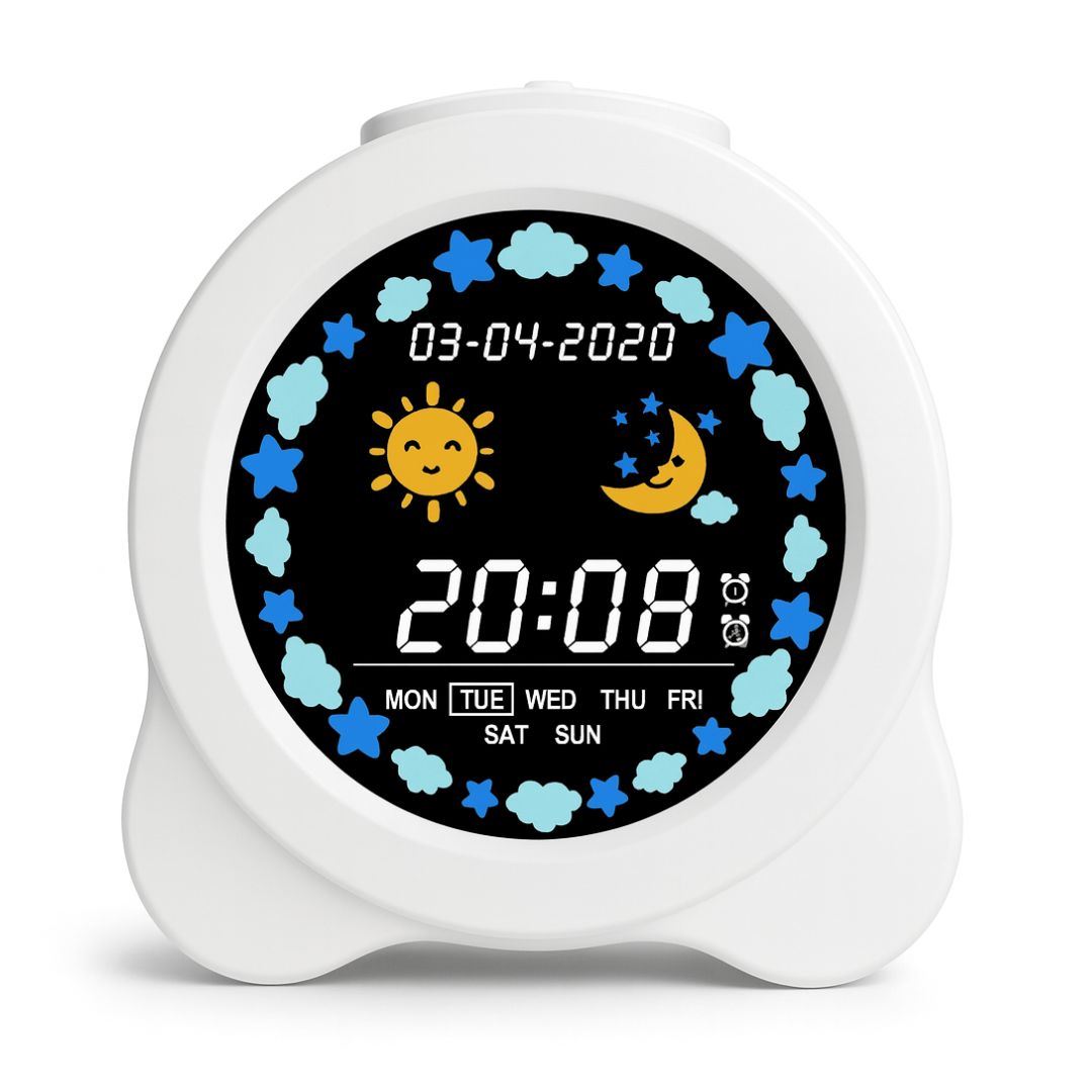 Reloj Despertador para Niños con Luz LED Pantalla LCD a Color y Entrenador de Sueño con Cable USB-C