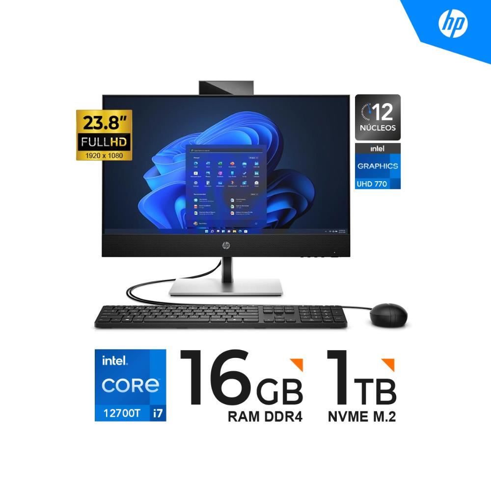 TODO EN UNO HP ProOne 440 G9 Intel Core i7-12700T / 23.8" FHD / 16GB DDR4 / 1TB SSD / Windows 11 Pro