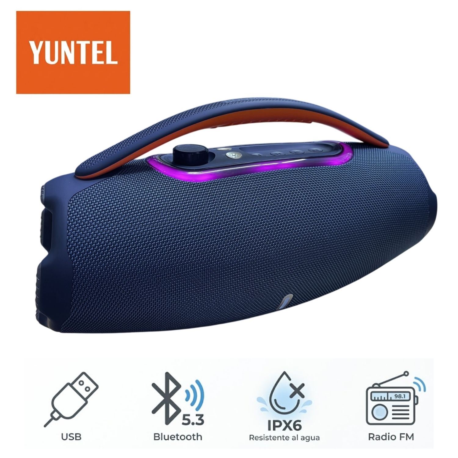 Parlante Portátil Yuntel YP 082BT Great Bass USB BT 30 Watts x 2