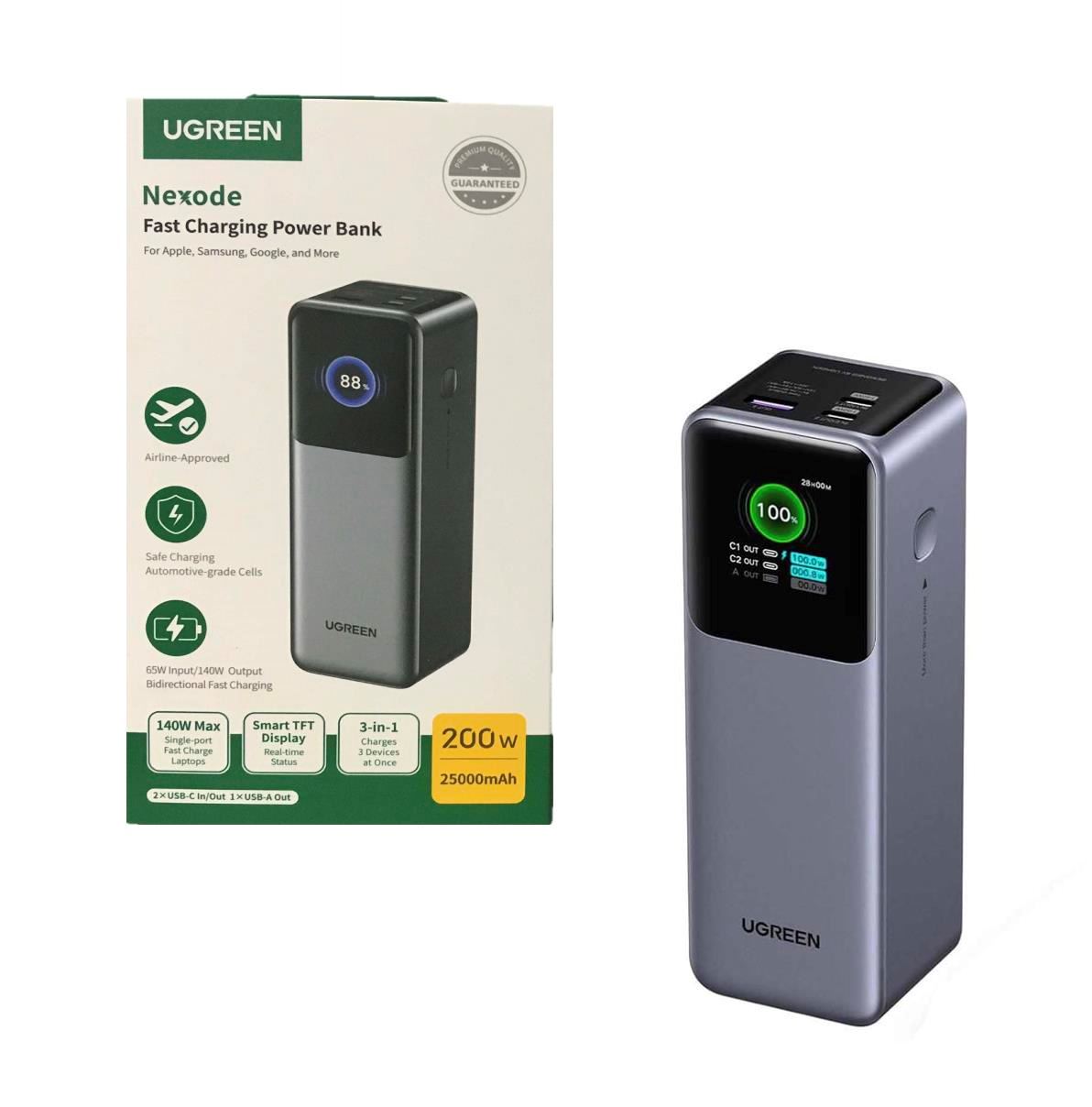 Power Bank Original Ugreen  3 Puertos 200W 25,000 mAh