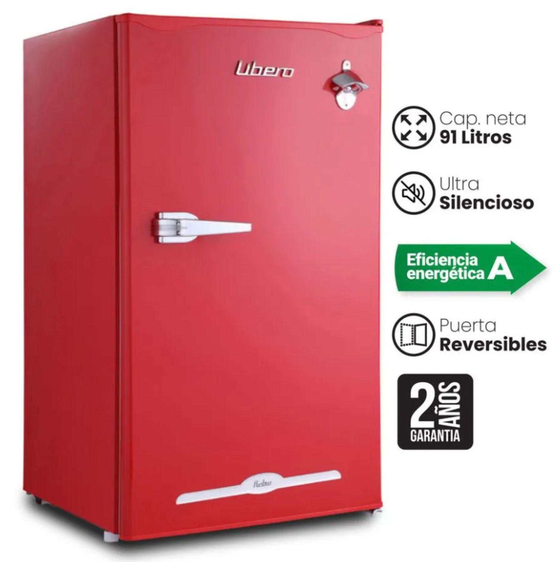 Frigobar Retro Libero Modelo LFB90R Retro Rojo de 90 l