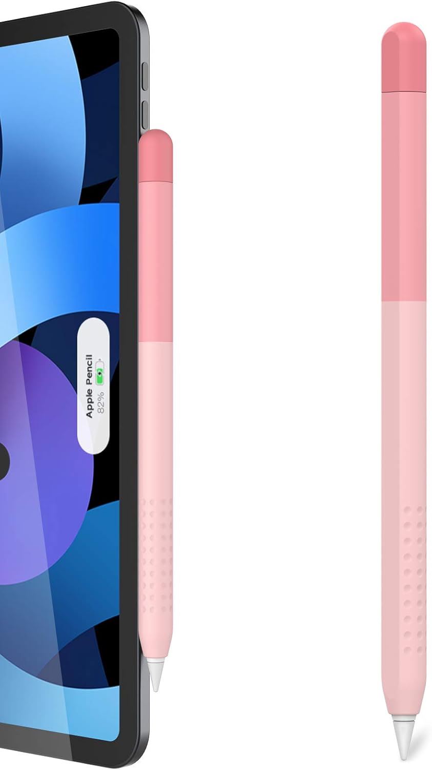 Delidigi Funda para Apple Pencil Pro (2024) y 2ª Generación | Silicona con Grip Antideslizante, Compatible con Carga Magnética y Doble Toque | Rosa Degradado