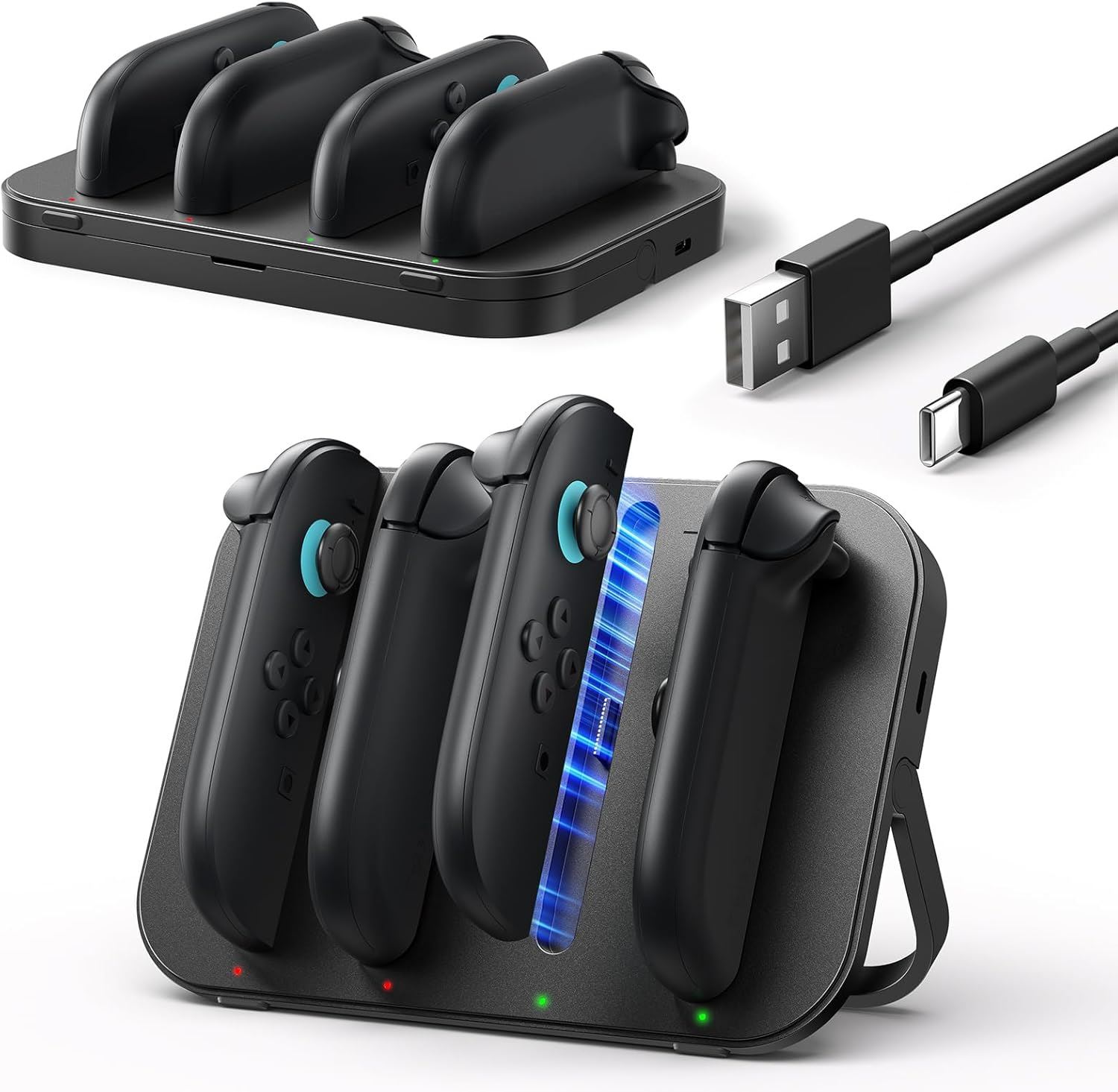 JSAUX Cargador para Joy-Con Nintendo Switch 2 Base de Carga para 4 Controles