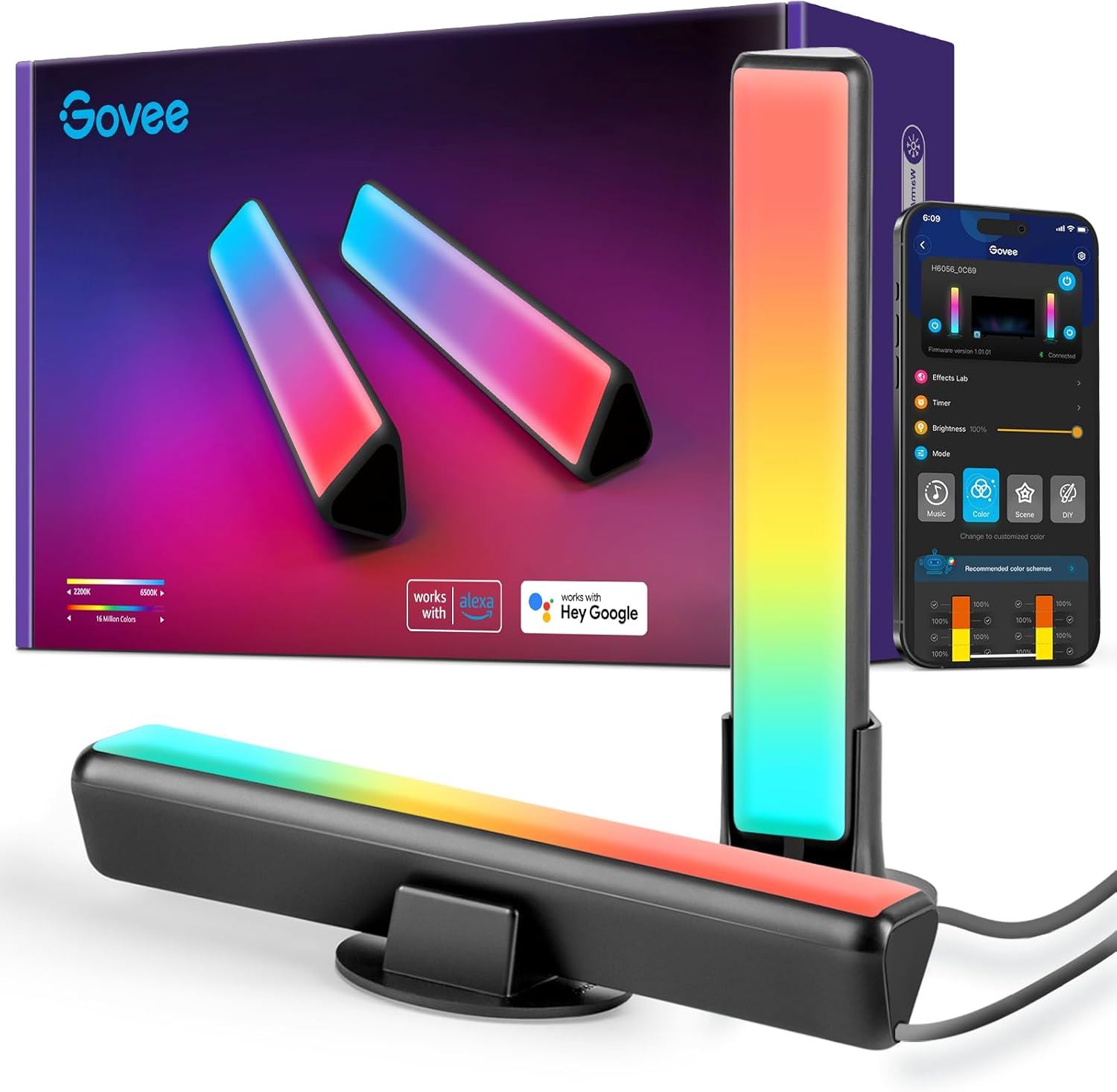 Govee Barras De Luz LED Inteligentes RGBIC WiFi Compatible Alexa Google Assistant Para TV PC Gaming